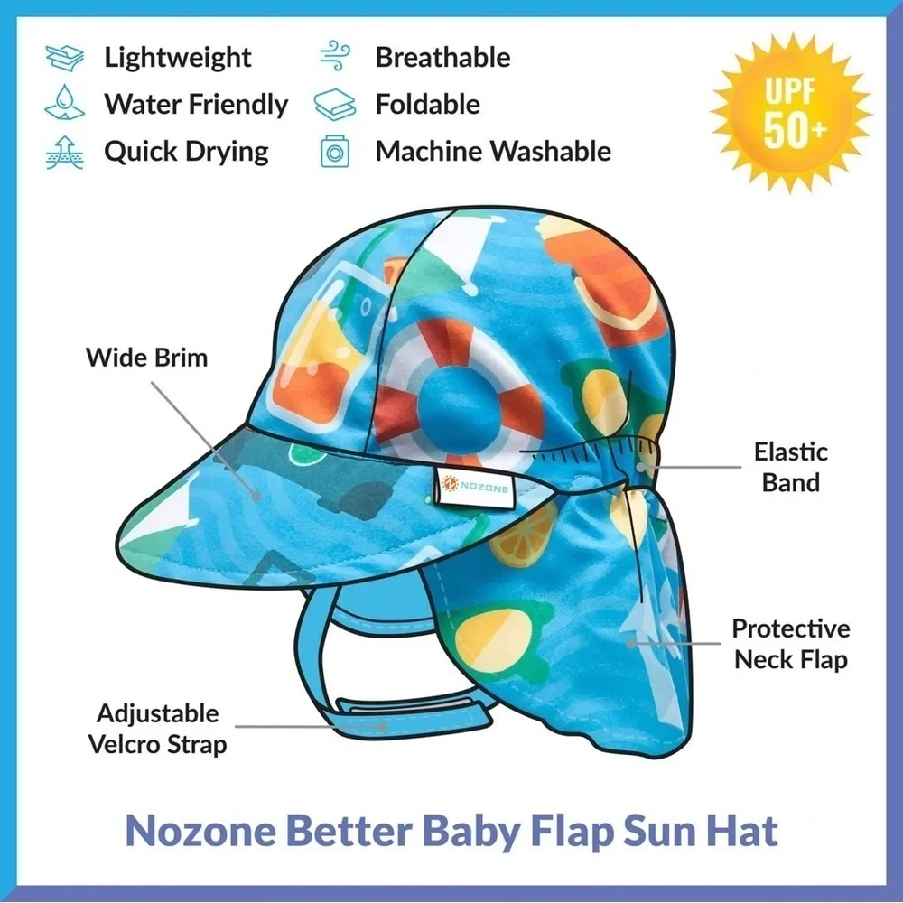 Nozone Blue Sun Hat with Fun Print